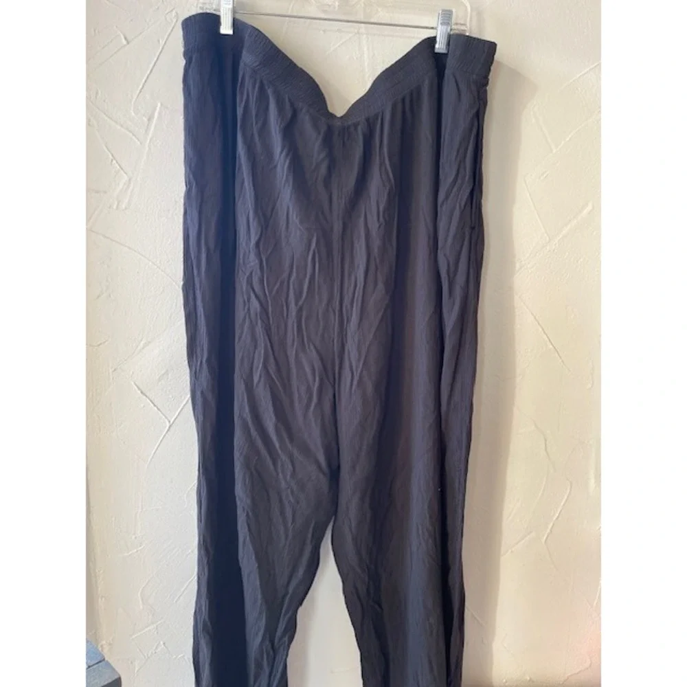 Pants 3X Light Black Viscose Pull On Pockets Wide Leg NWT